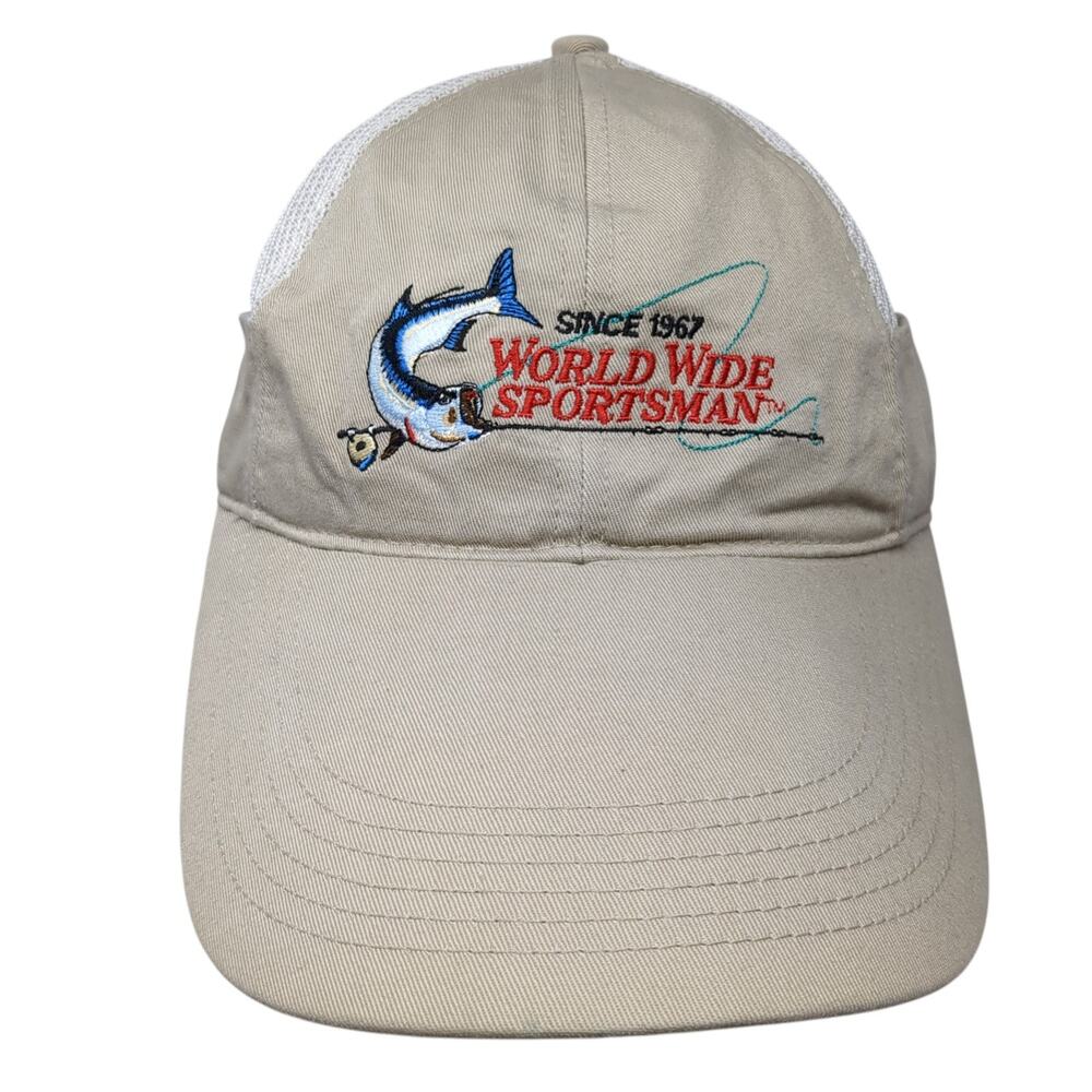 World Wide Sportsman Strapback Baseball Cap Beige One Size Embroidered XPS